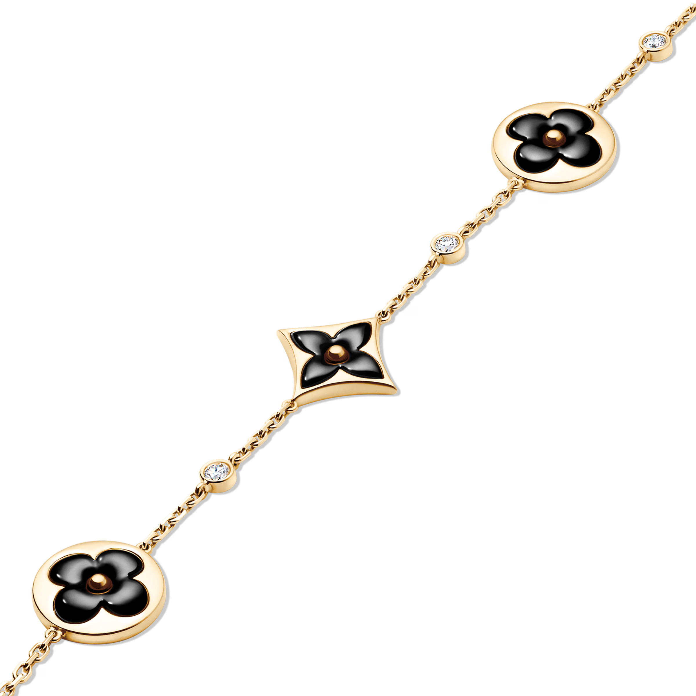 Vòng tay nữ Louis Vuitton Color Blossom BB Multi-Motif Bracelet Yellow Gold Onyx and Diamonds 1
