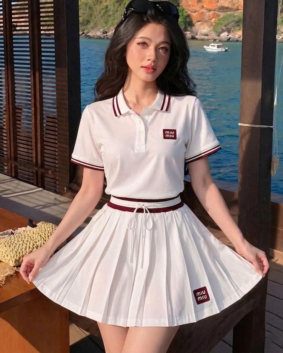 Combo áo váy thun xếp ly dáng xòe nhiều màu Miu Miu 5
