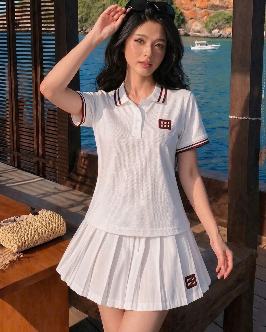 Combo áo váy thun xếp ly dáng xòe nhiều màu Miu Miu 7
