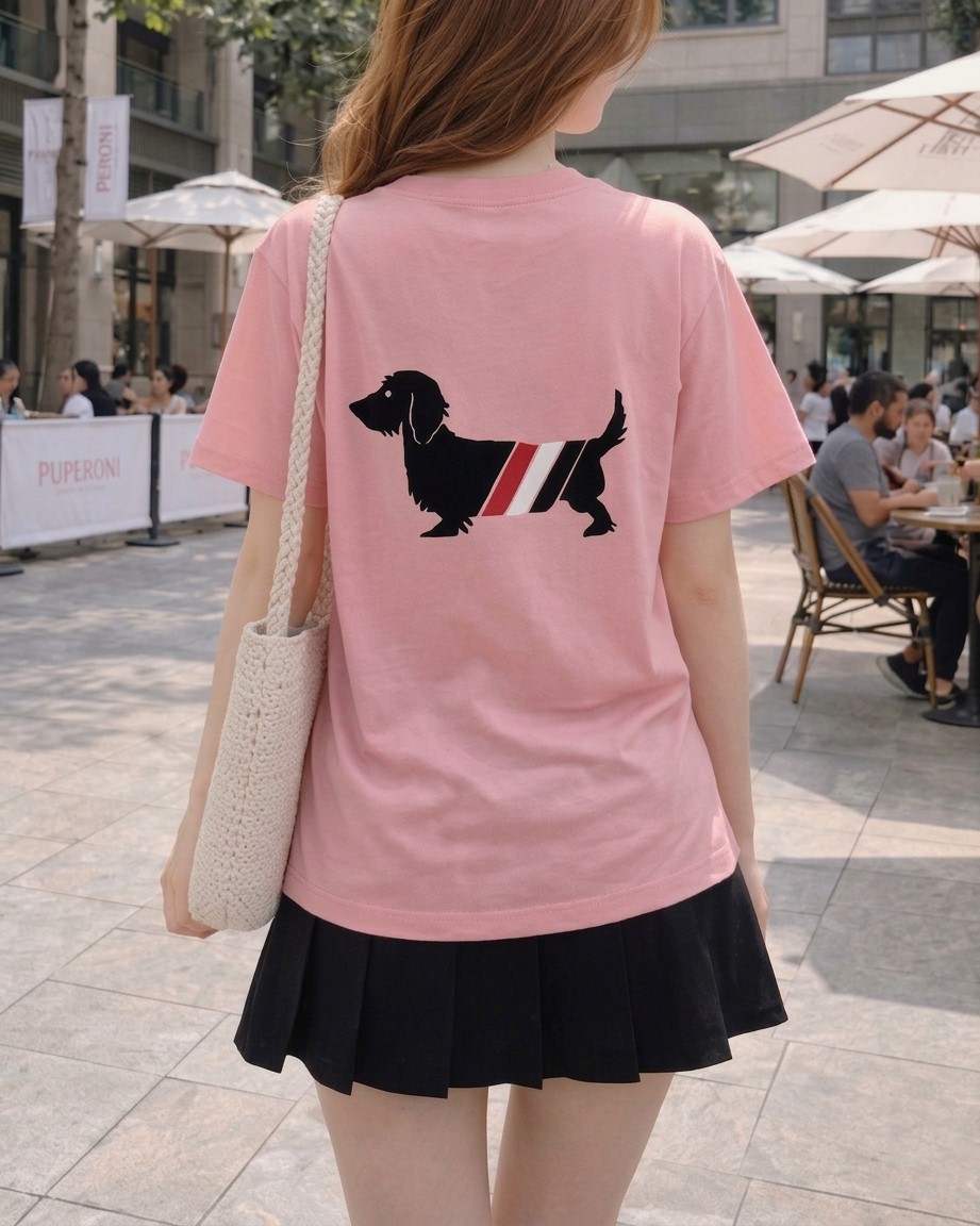 Áo thun nữ phom rộng nhiều màu Thom Browne họa tiết cún 2