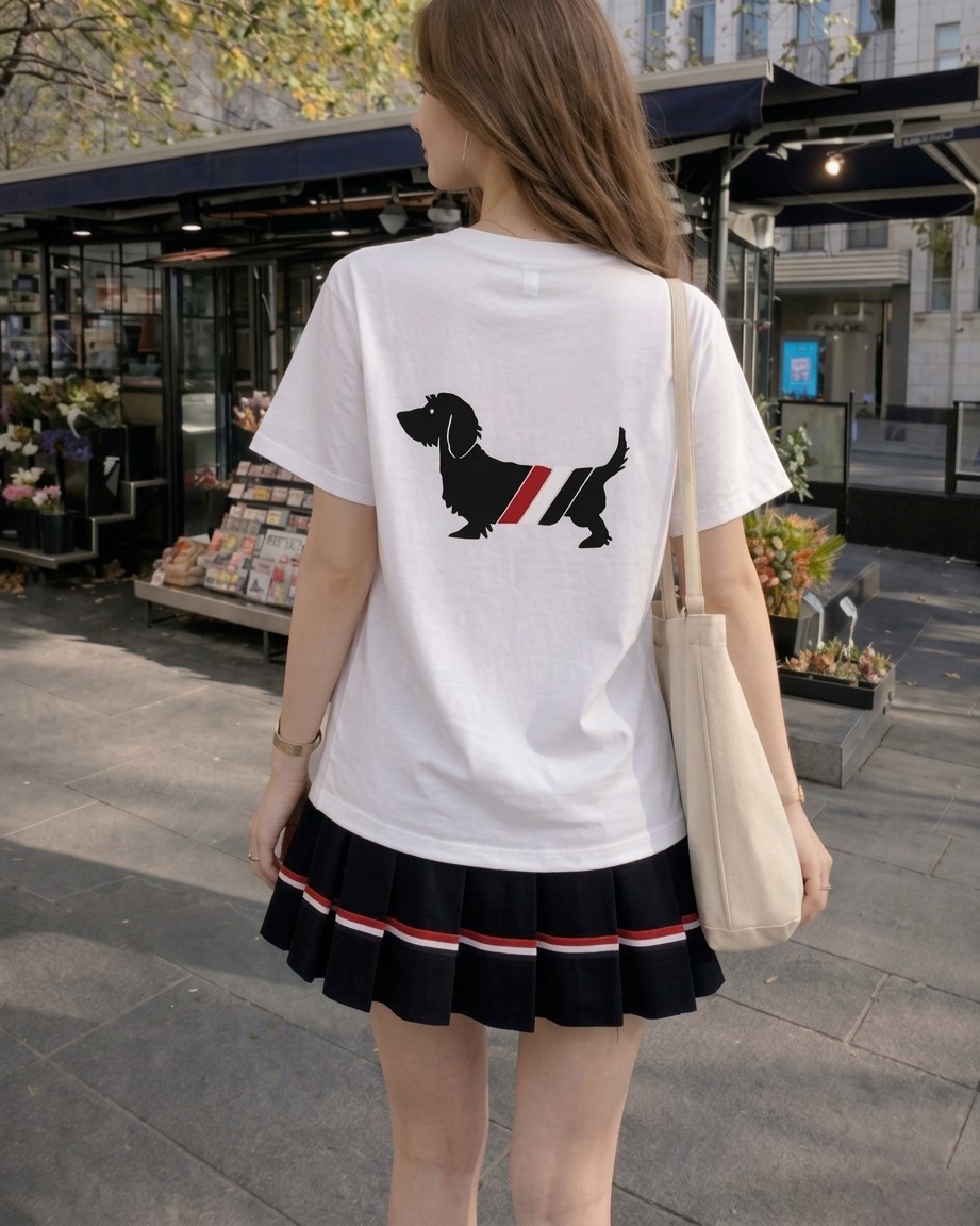 Áo thun nữ phom rộng nhiều màu Thom Browne họa tiết cún 4