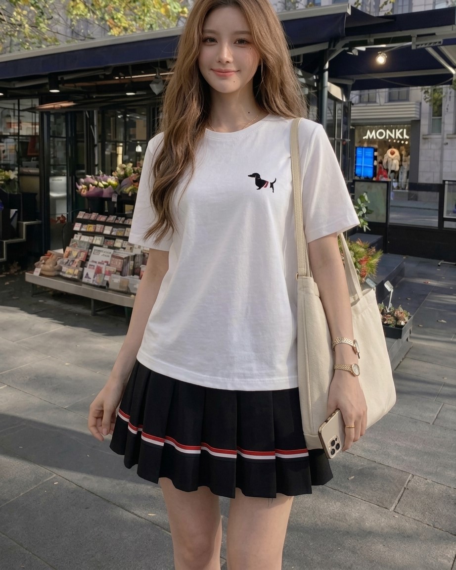 Áo thun nữ phom rộng nhiều màu Thom Browne họa tiết cún 5
