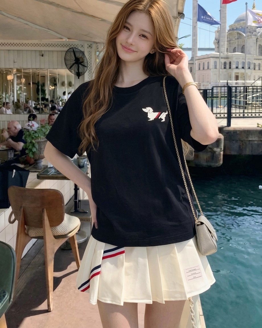 Áo thun nữ phom rộng nhiều màu Thom Browne họa tiết cún 6