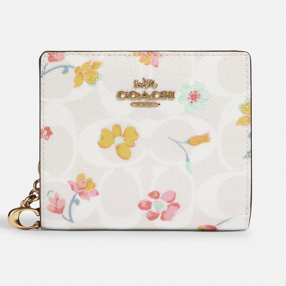 VÍ NỮ COACH SNAP WALLET IN SIGNATURE CANVAS WITH M1YSTICAL FLORAL PRINT 