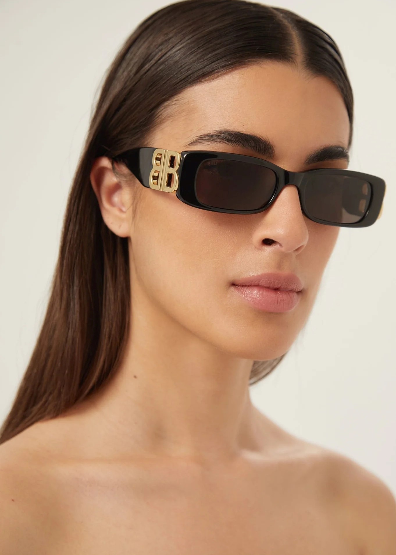MẮT KÍNH UNISEX BALENCIAGA DYNASTY BB RECTANGLE SQUARE FRAME ACETATE AND GOLD TONE SUNGLASSES BB0096S 5