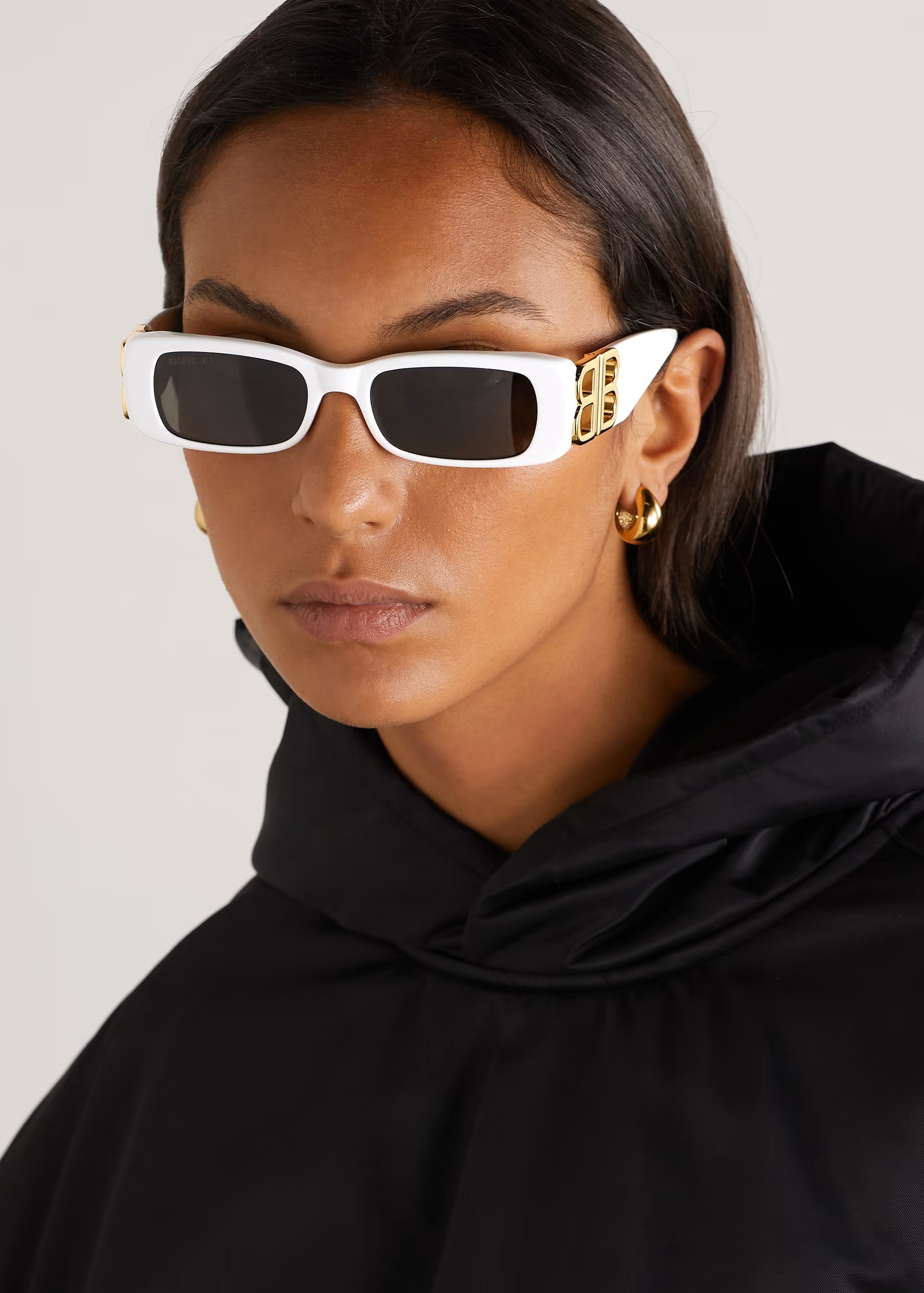 MẮT KÍNH UNISEX BALENCIAGA DYNASTY BB RECTANGLE SQUARE FRAME ACETATE AND GOLD TONE SUNGLASSES BB0096S 11