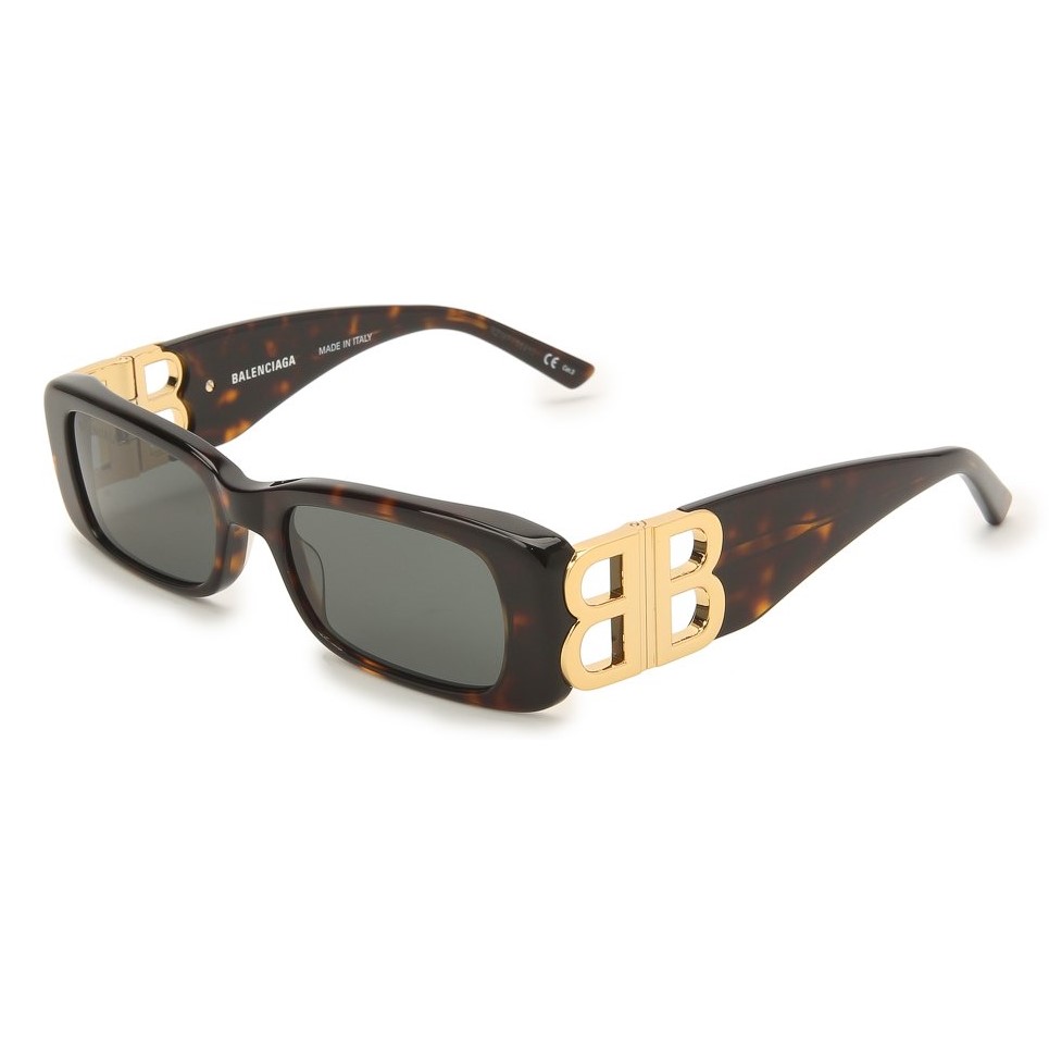 MẮT KÍNH UNISEX BALENCIAGA DYNASTY BB RECTANGLE SQUARE FRAME ACETATE AND GOLD TONE SUNGLASSES BB0096S 15