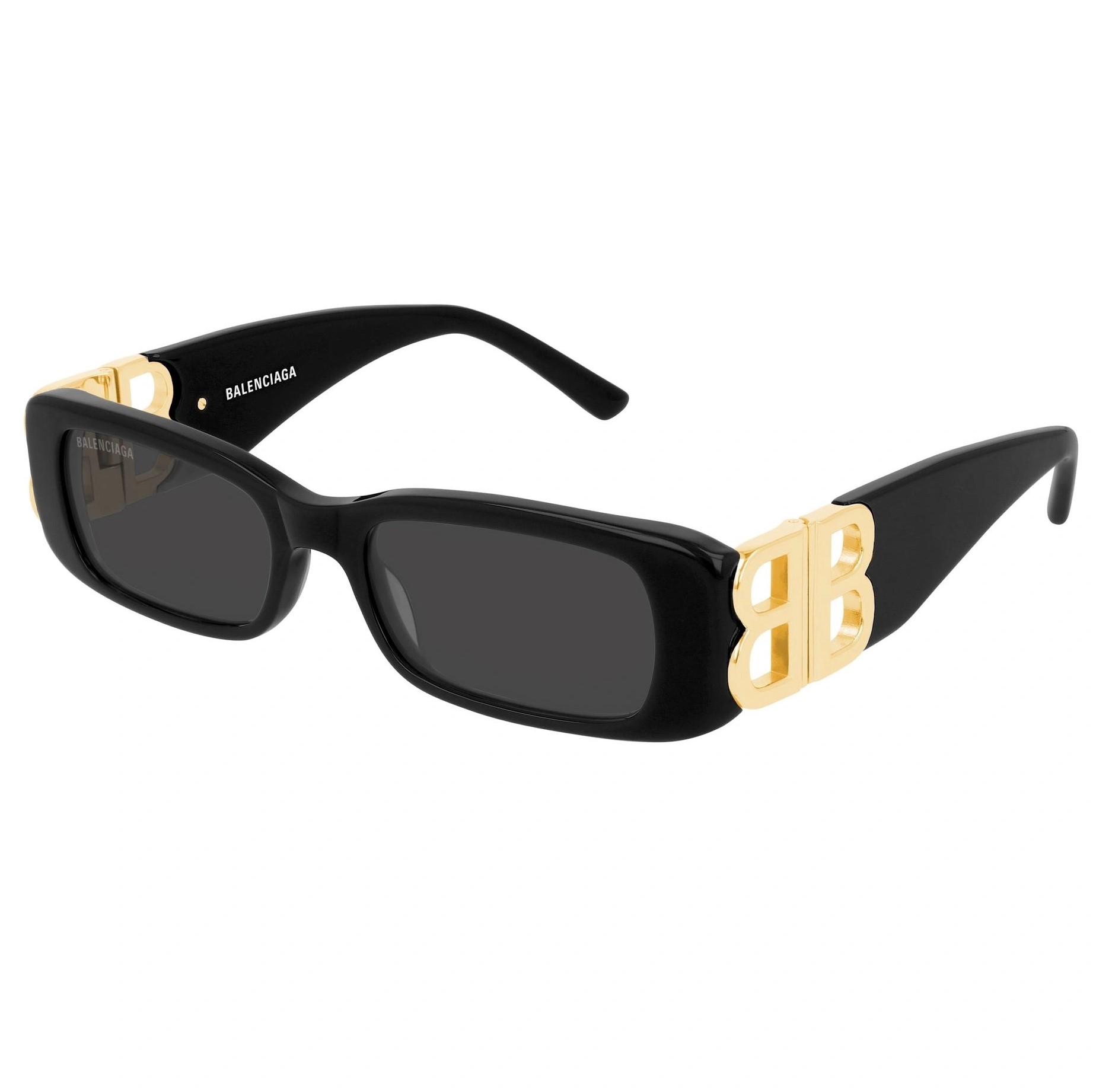 MẮT KÍNH UNISEX BALENCIAGA DYNASTY BB RECTANGLE SQUARE FRAME ACETATE AND GOLD TONE SUNGLASSES BB0096S 30