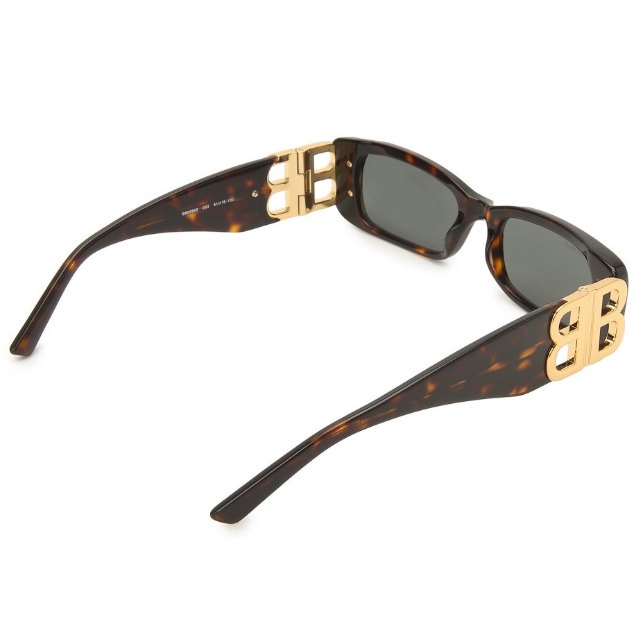 MẮT KÍNH UNISEX BALENCIAGA DYNASTY BB RECTANGLE SQUARE FRAME ACETATE AND GOLD TONE SUNGLASSES BB0096S 31