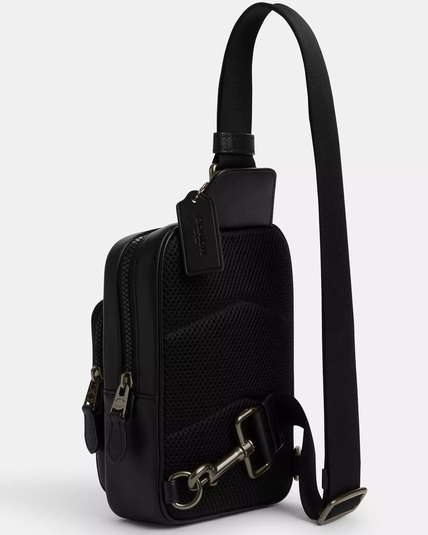 TÚI BAO TỬ NAM COACH TRACK PACK 14 IN SIGNATURE CANVAS KHAKI BLACK CL412 2