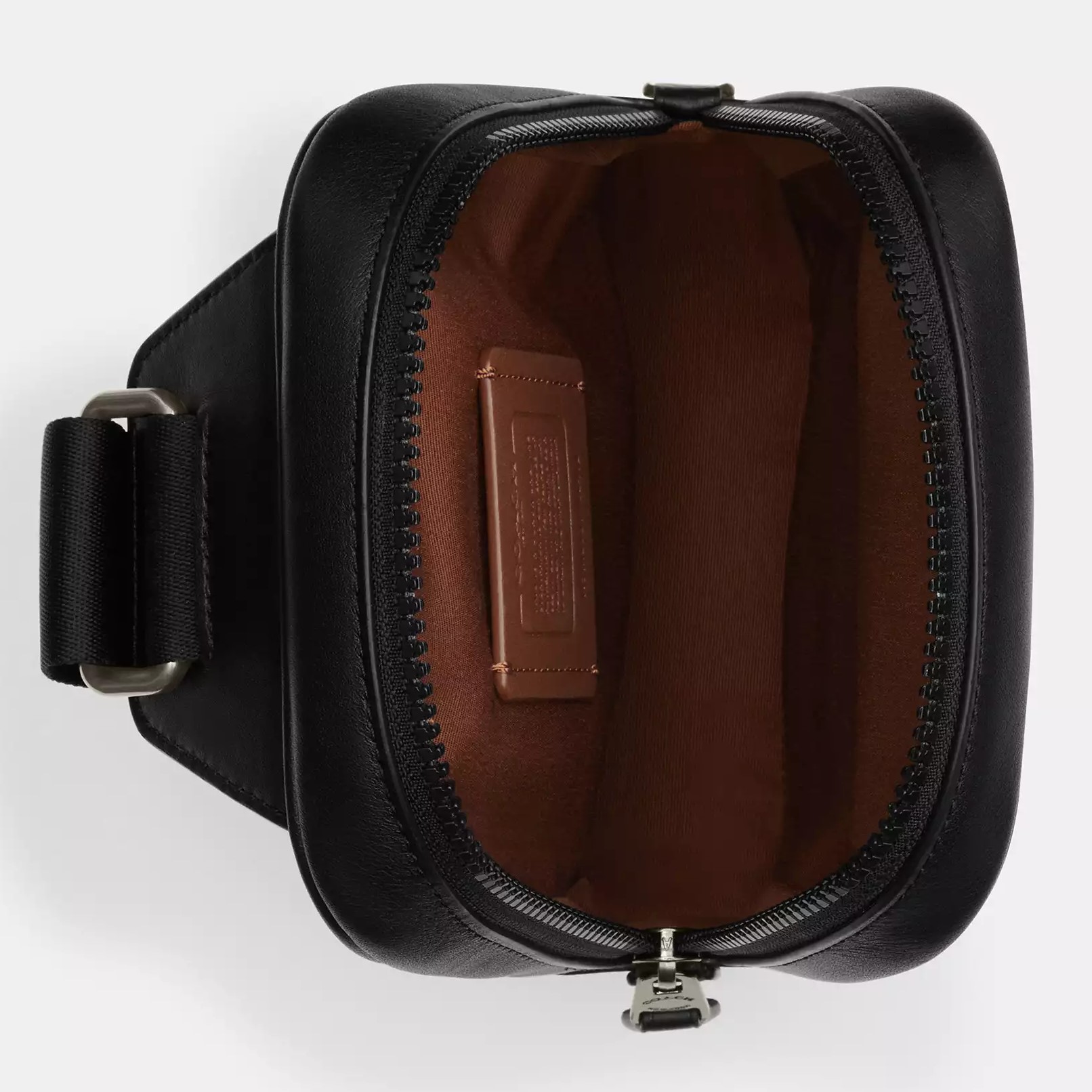 TÚI BAO TỬ NAM COACH TRACK PACK 14 IN SIGNATURE CANVAS KHAKI BLACK CL412 3