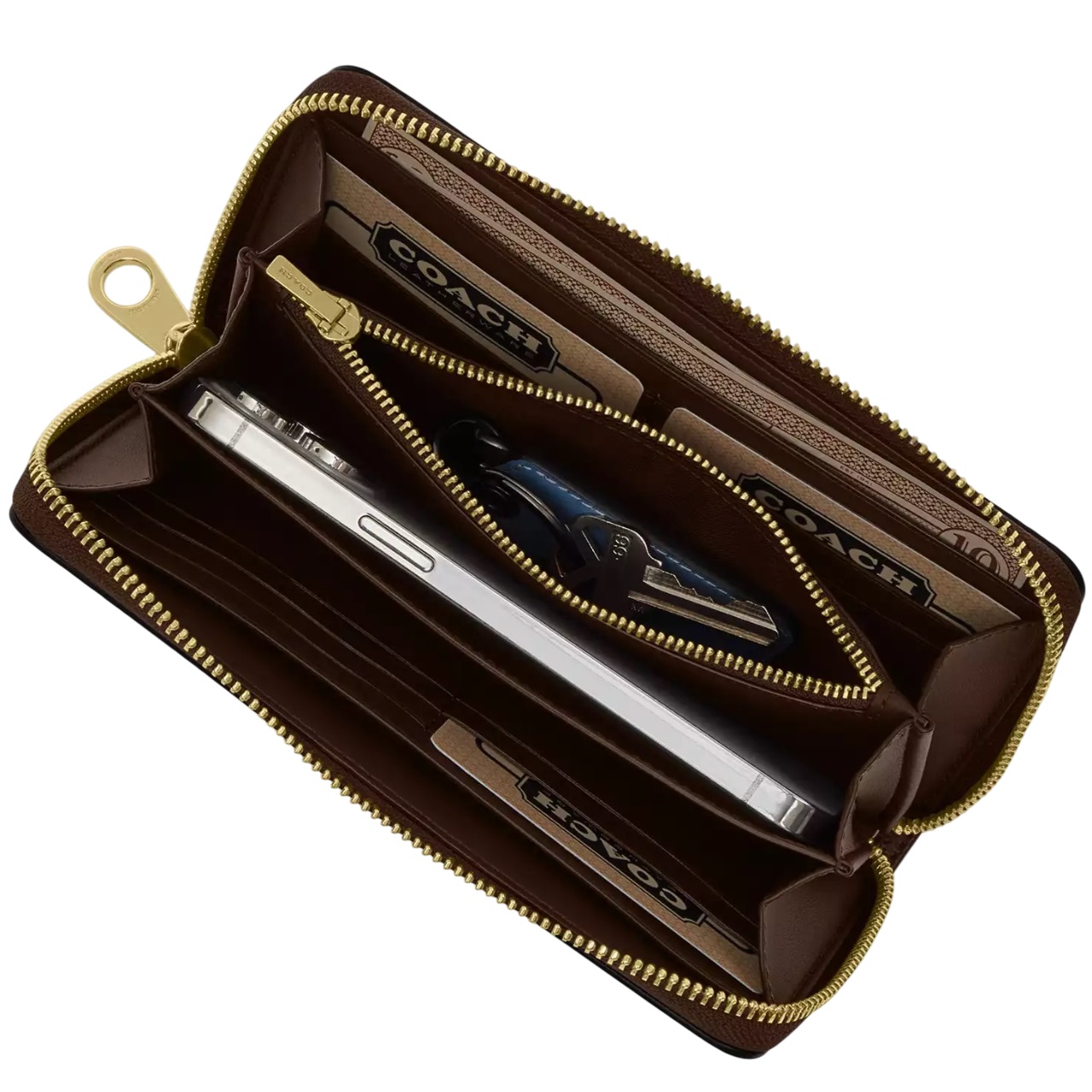 Ví cầm tay Coach dài Long Zip Around Wallet In Sketch Signature Canvas Ivory CBO02 2