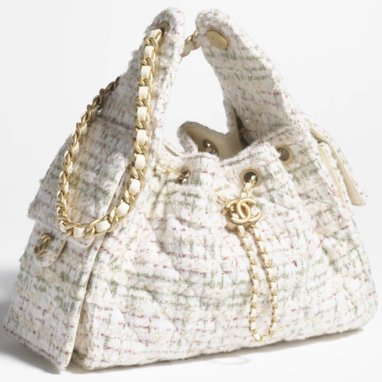 Túi nữ Chanel 25 Small Handbag Wool Tweed Ecru Khaki 3