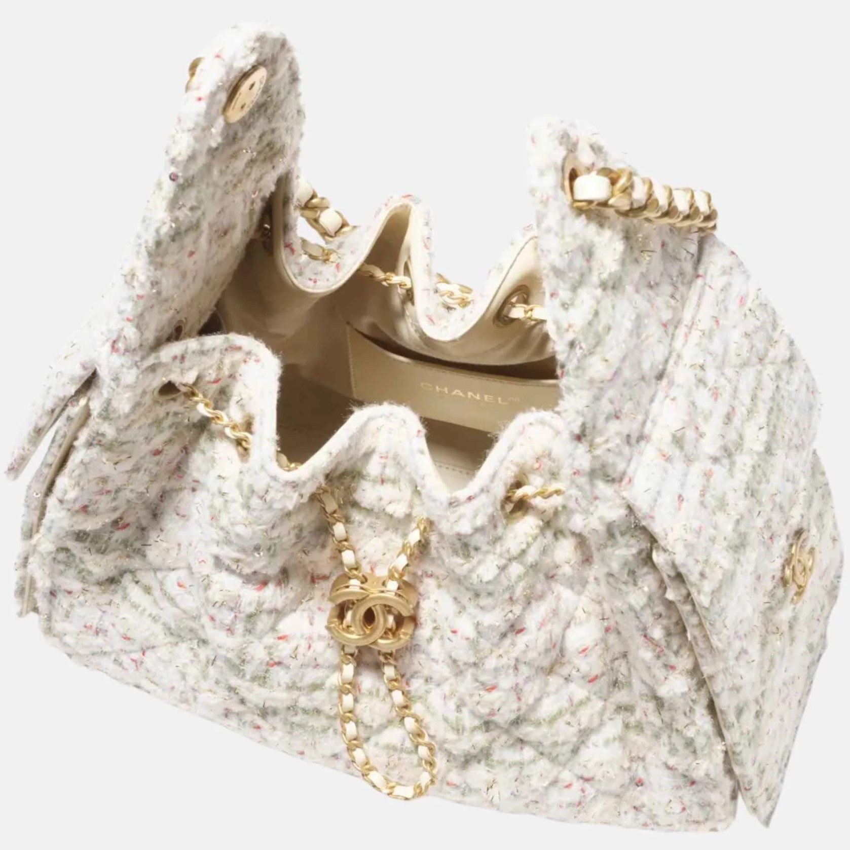 Túi nữ Chanel 25 Small Handbag Wool Tweed Ecru Khaki 1