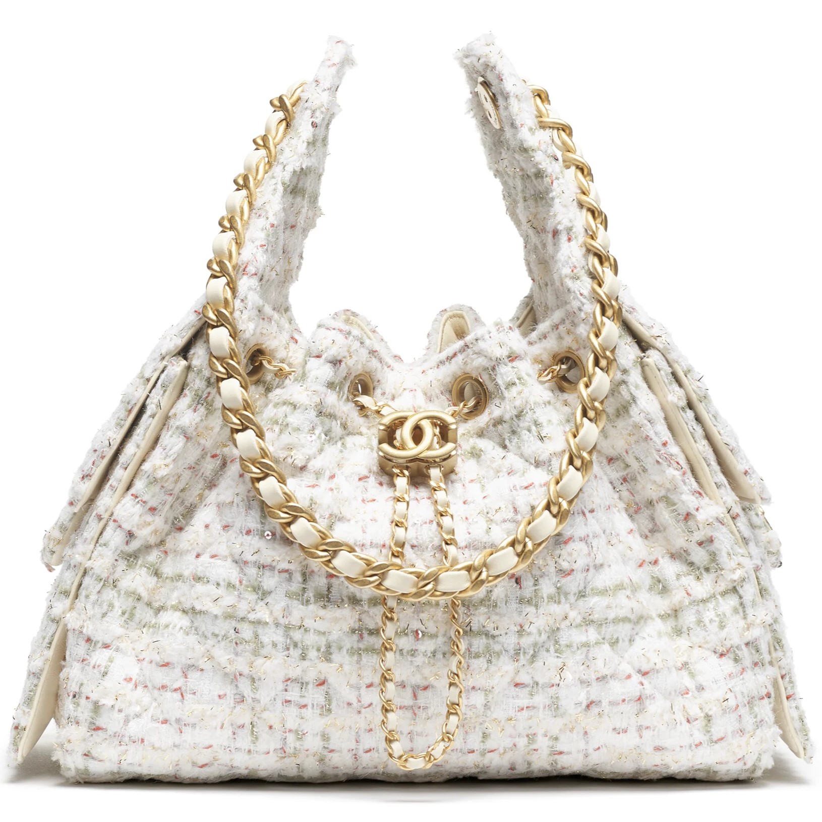 Túi nữ Chanel 25 Small Handbag Wool Tweed Ecru Khaki 5