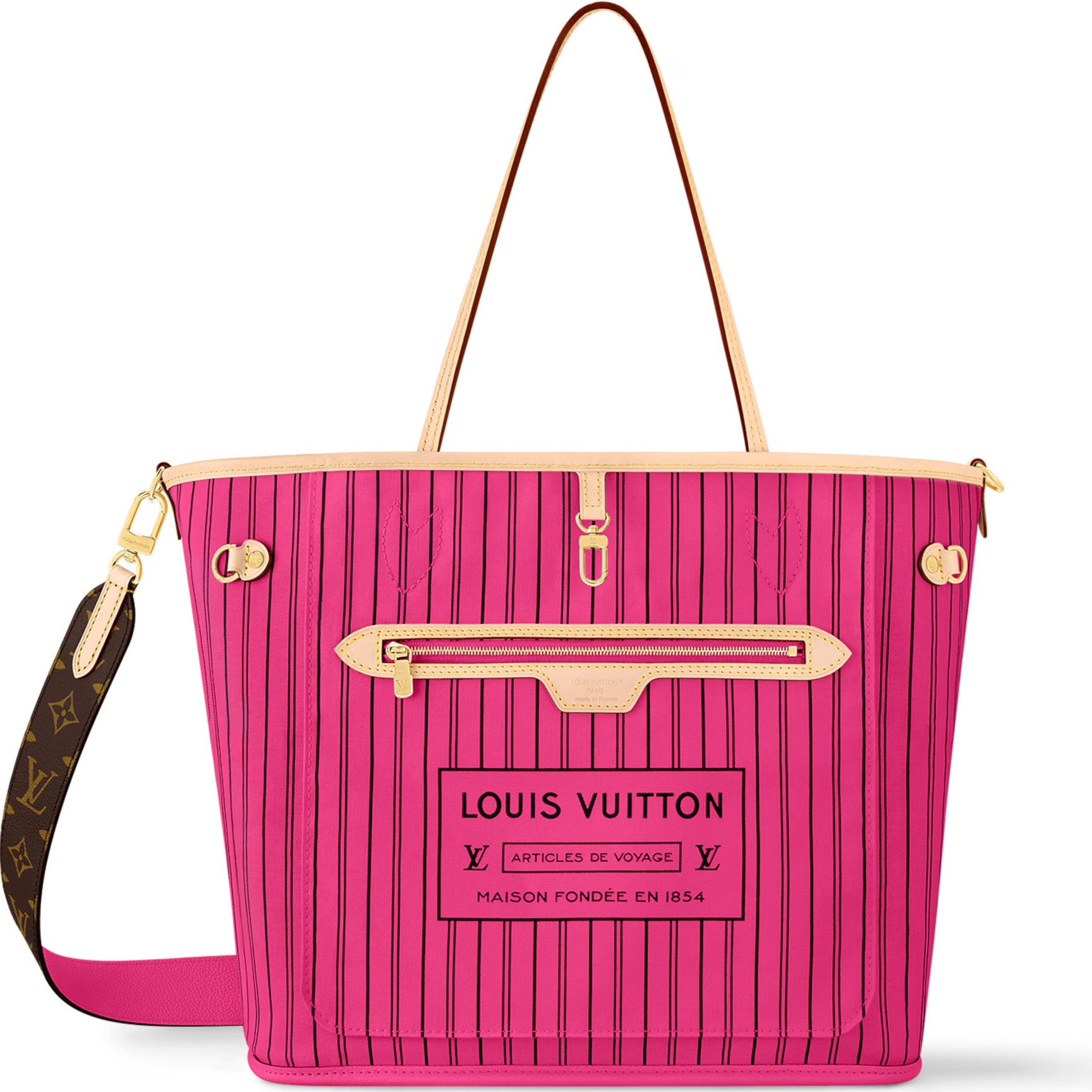 Túi tote LV Louis Vuitton Neverfull Bandoulière Inside Out MM Monogram Rose Pondichery M12096 6