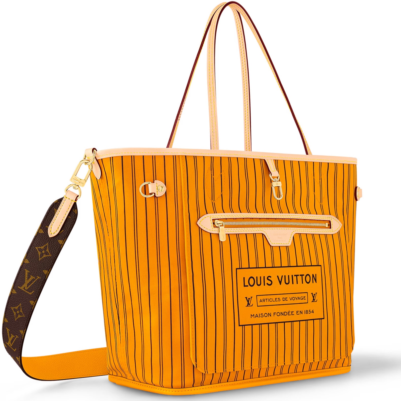 Túi tote LV Louis Vuitton Neverfull Bandoulière Inside Out MM Monogram Jaune Safran M12096 3