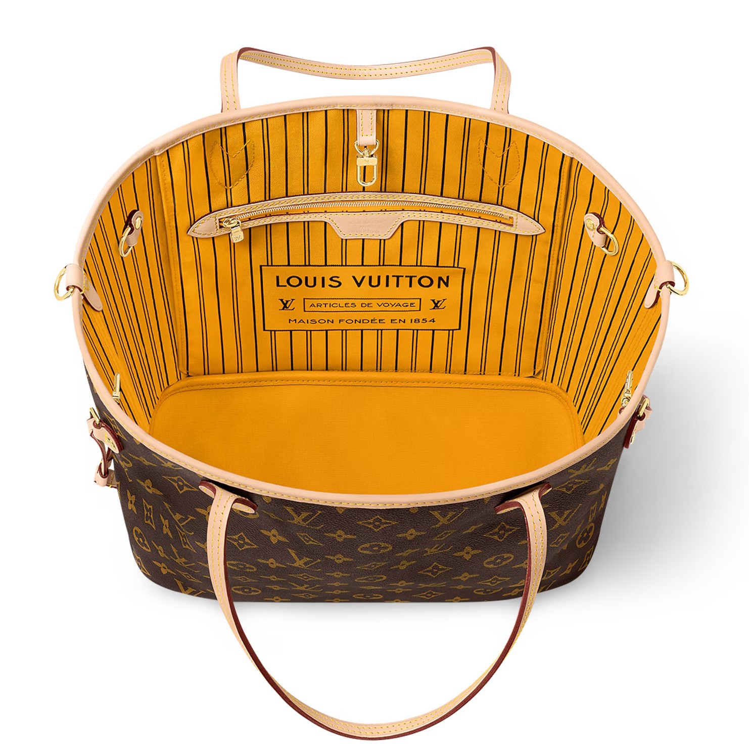 Túi tote LV Louis Vuitton Neverfull Bandoulière Inside Out MM Monogram Jaune Safran M12096 5