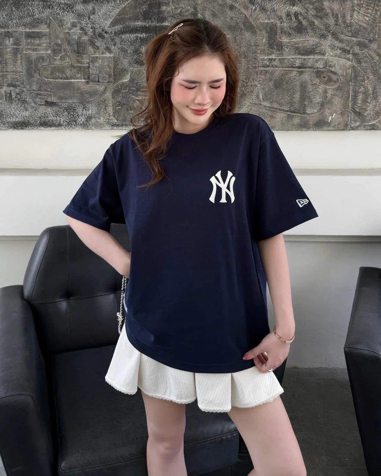 Áo thun unisex New Era New York Yankees Flowers T-shirt Navy 2
