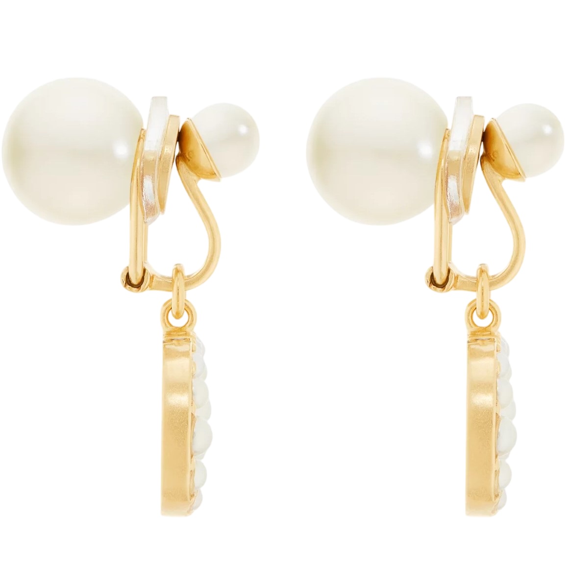 Bông tai Dior Tribales Clip-On Earrings Gold-Finish Metal and White Resin Pearls 4