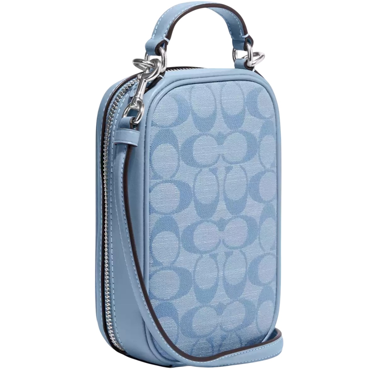 Túi đeo điện thoại nữ Coach Eva Phone Crossbody In Signature Chambray Silver Cornflower Multi CH152 4