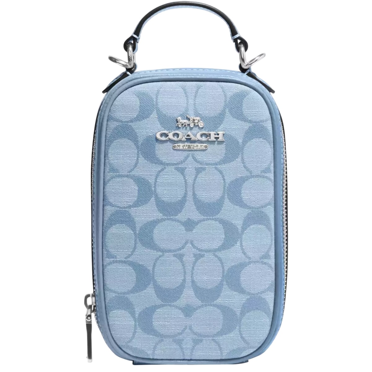 Túi đeo điện thoại nữ Coach Eva Phone Crossbody In Signature Chambray Silver Cornflower Multi CH152 1