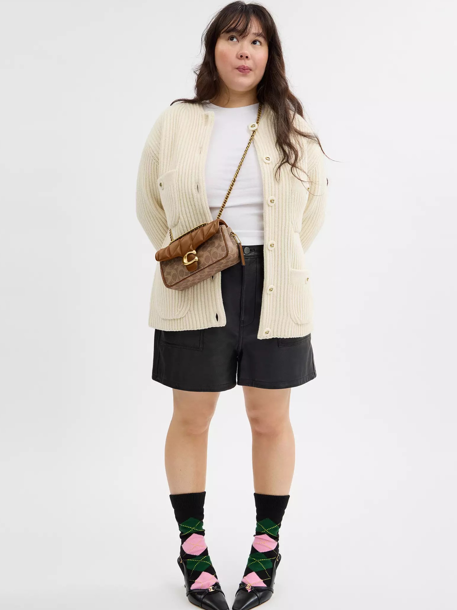 Túi đeo chéo Coach Tabby Shoulder Bag 20 In Signature Canvas With Quilting Brass Tan Brown CY816 4