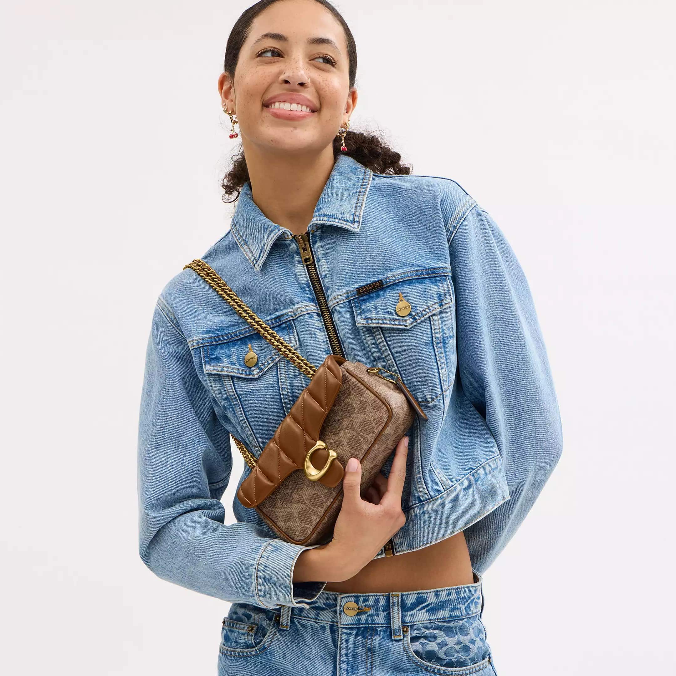 Túi đeo chéo Coach Tabby Shoulder Bag 20 In Signature Canvas With Quilting Brass Tan Brown CY816 10