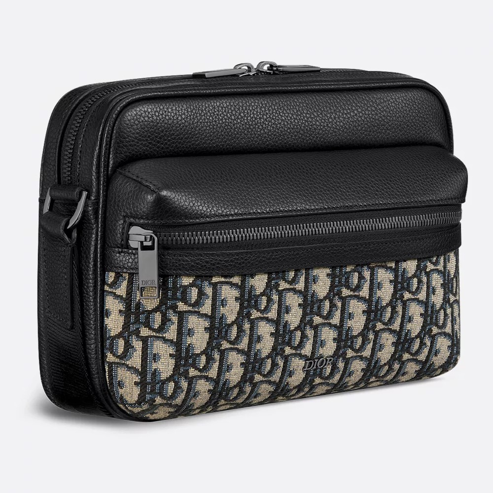 Túi đeo chéo Dior Nam Rider 2.0 Zipped Messenger Bag Beige and Black Dior Oblique Jacquard 2