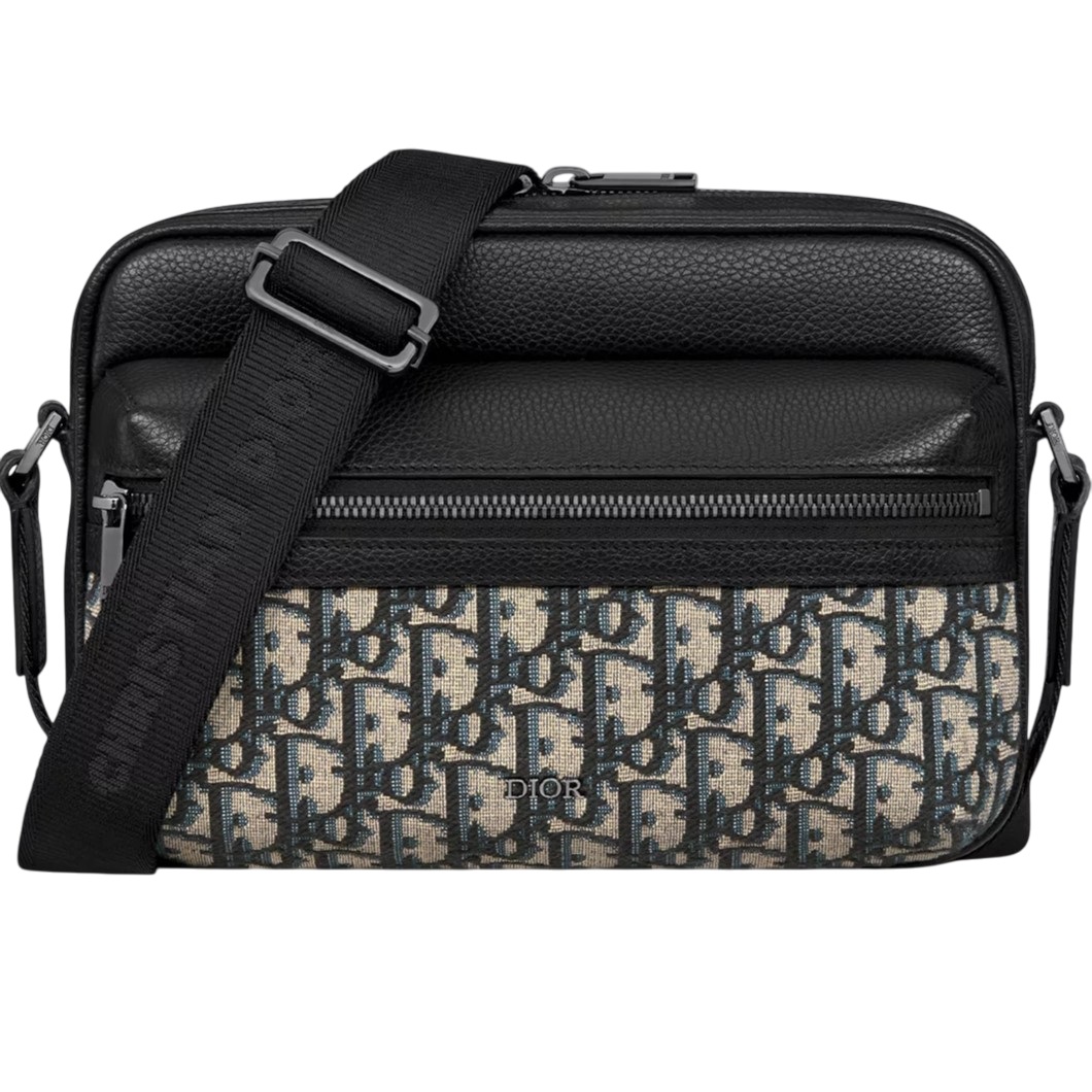 Túi đeo chéo Dior Nam Rider 2.0 Zipped Messenger Bag Beige and Black Dior Oblique Jacquard 6
