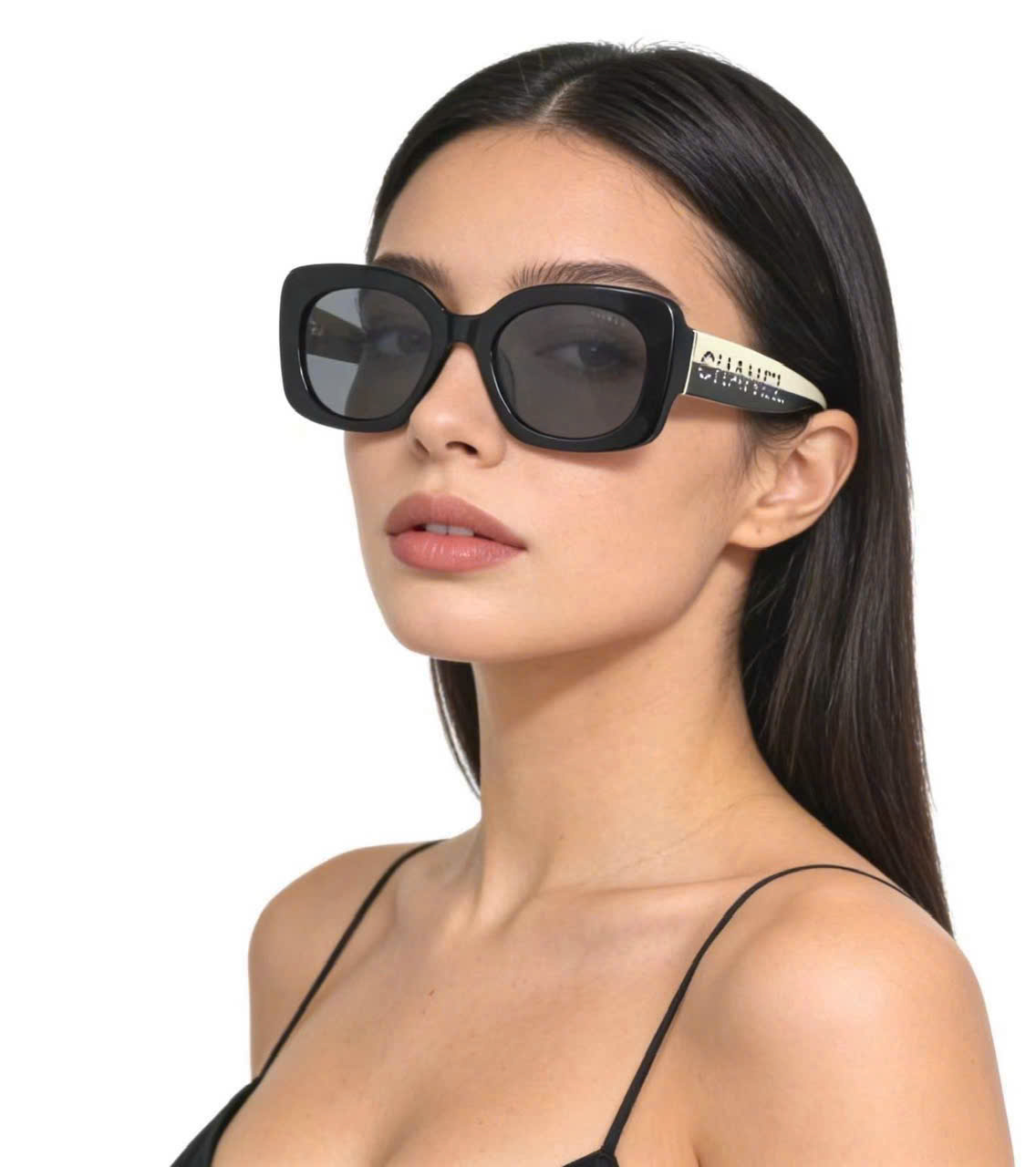 Mắt kính Chanel Square Sunglasses Black Acetate Frame Grey Lenses 5563B 1