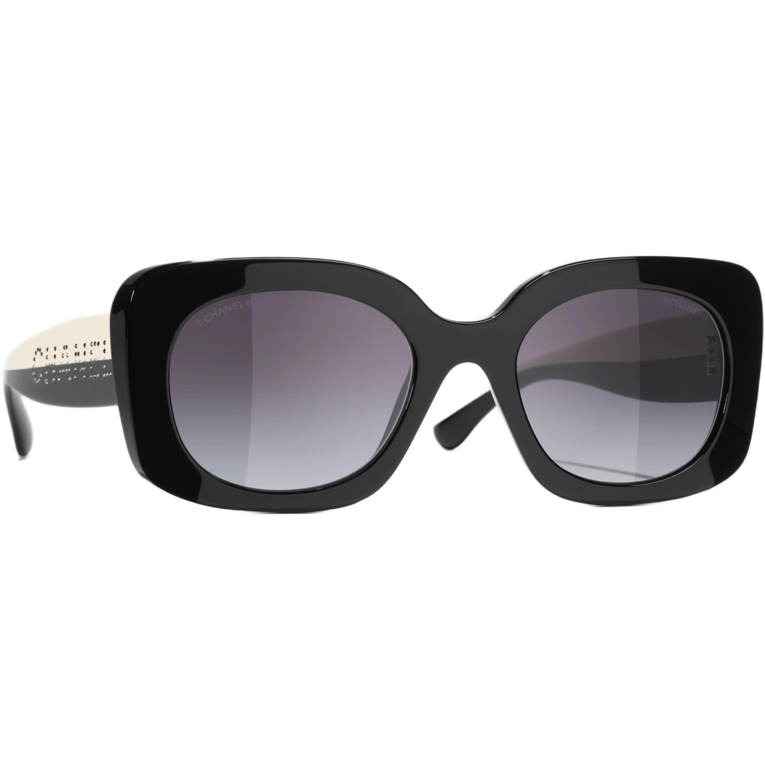 Mắt kính Chanel Square Sunglasses Black Acetate Frame Grey Lenses 5563B 2