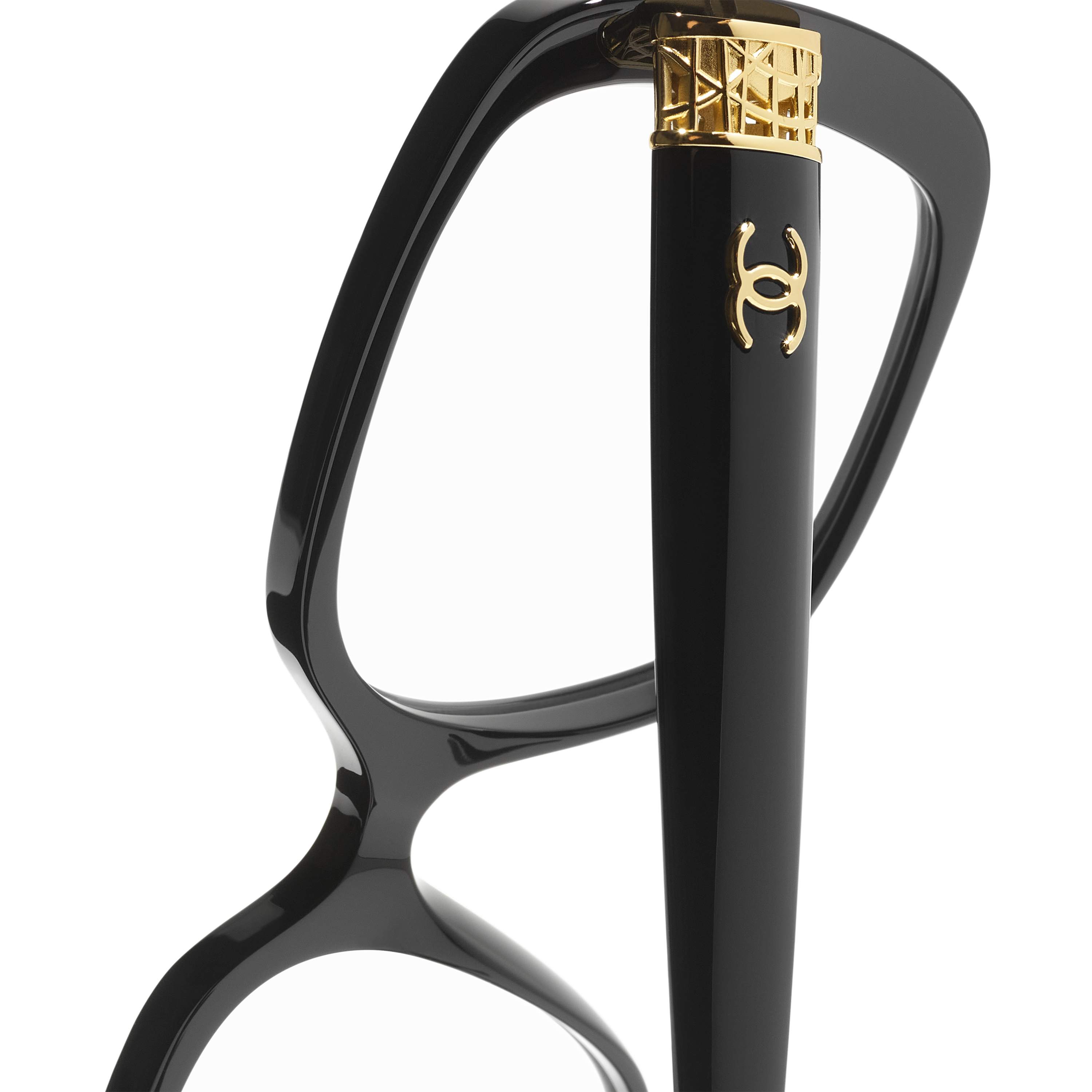 Mắt kính nữ Chanel Square Eyeglasses Acetate Black 3479 1