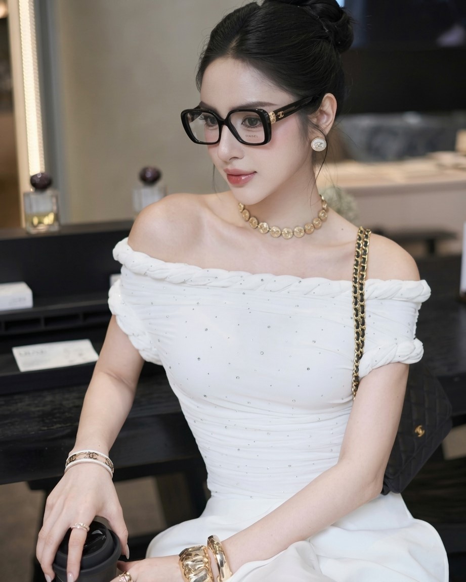 Mắt kính nữ Chanel Square Eyeglasses Acetate Black 3479 3