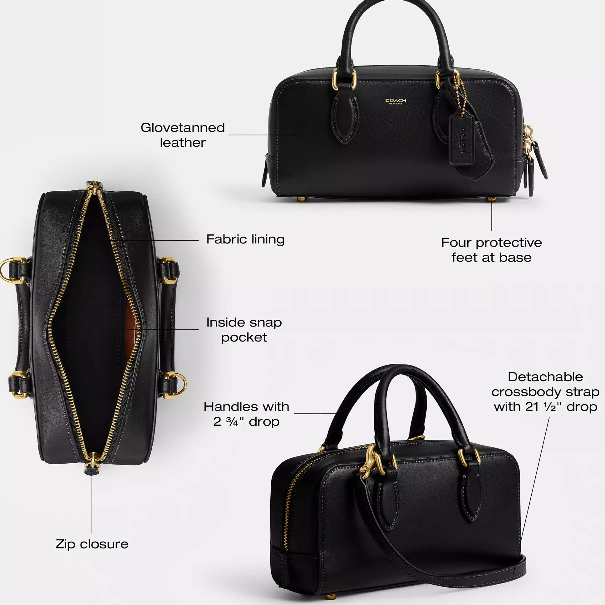 Túi đeo chéo Coach nữ Bowery Satchel 22 Dark Stone CY917 1