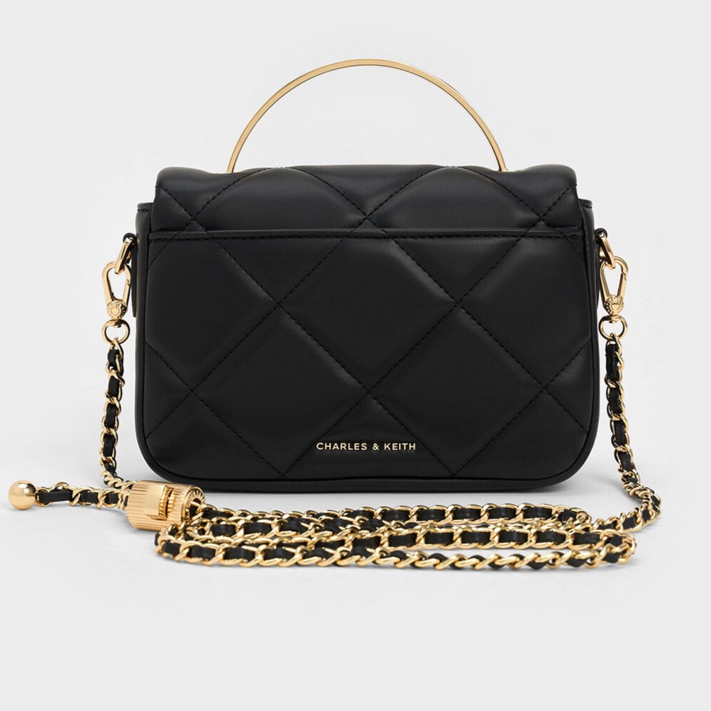 TÚI ĐEO CHÉO NỮ CHARLES KEITH QUILTED BOXY TOP HANDLE BAG BLACK CK17-50671661 6