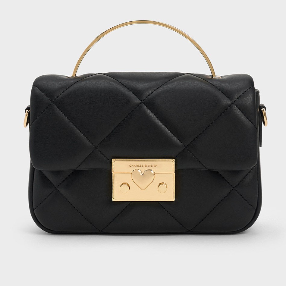 TÚI ĐEO CHÉO NỮ CHARLES KEITH QUILTED BOXY TOP HANDLE BAG BLACK CK17-50671661 8
