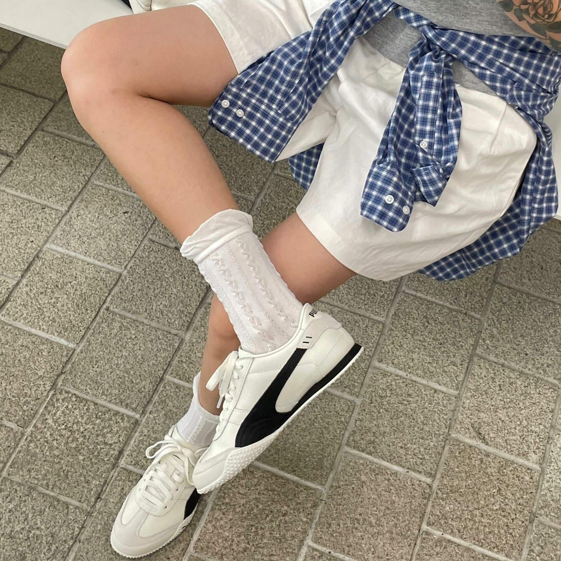 Giày thể thao Puma Bella Leather Sneakers Warm White Black 405256-01 7