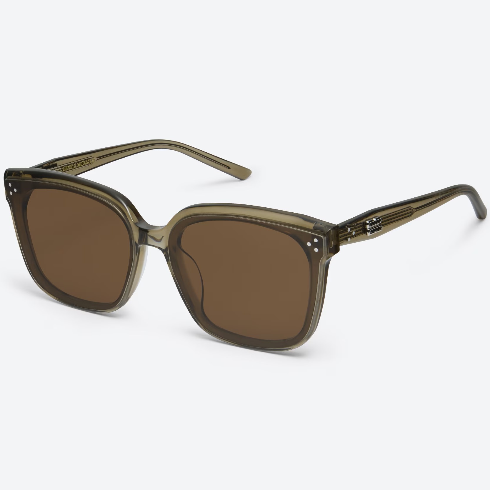 Kính mát Gentle Monster Dear KC6 Brown Lenses Square Shape Translucent Khaki Acetate Frame 6
