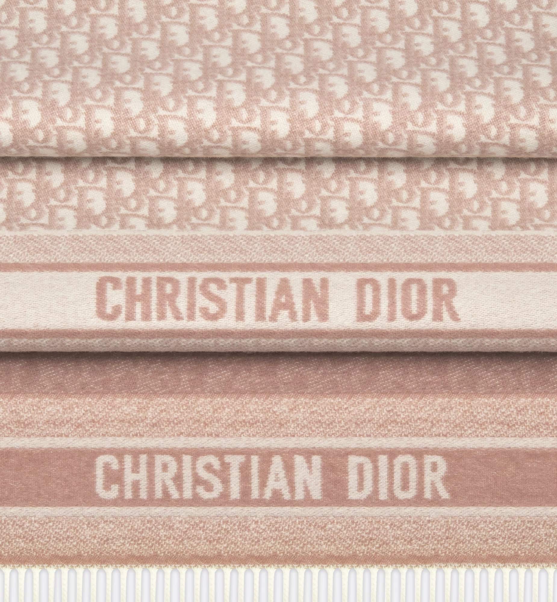 Khăn choàng nữ Dior Oblique Scarf Ecru and Rose des Vents Cashmer 1