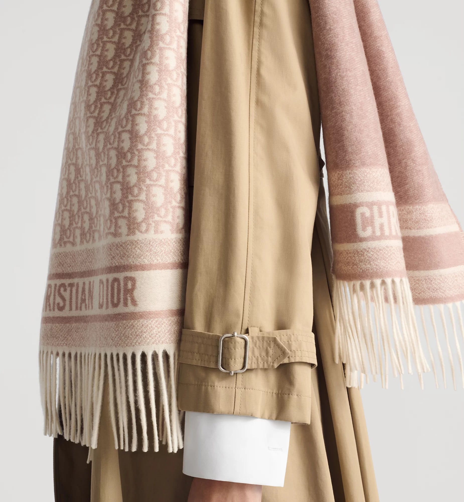 Khăn choàng nữ Dior Oblique Scarf Ecru and Rose des Vents Cashmer 5
