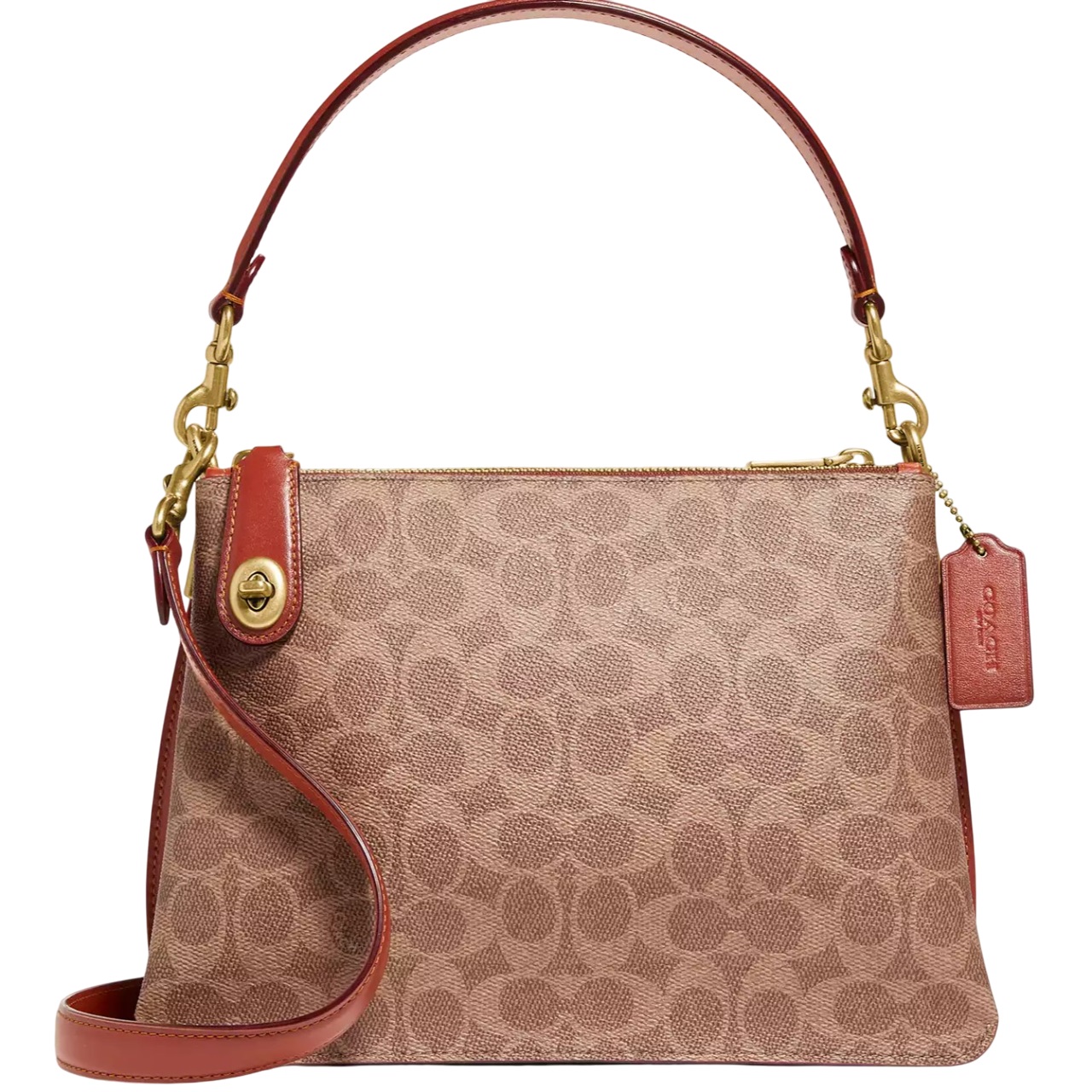 Túi đeo chéo Coach nữ Double Zip Shoulder Bag In Signature Canvas C0696 2
