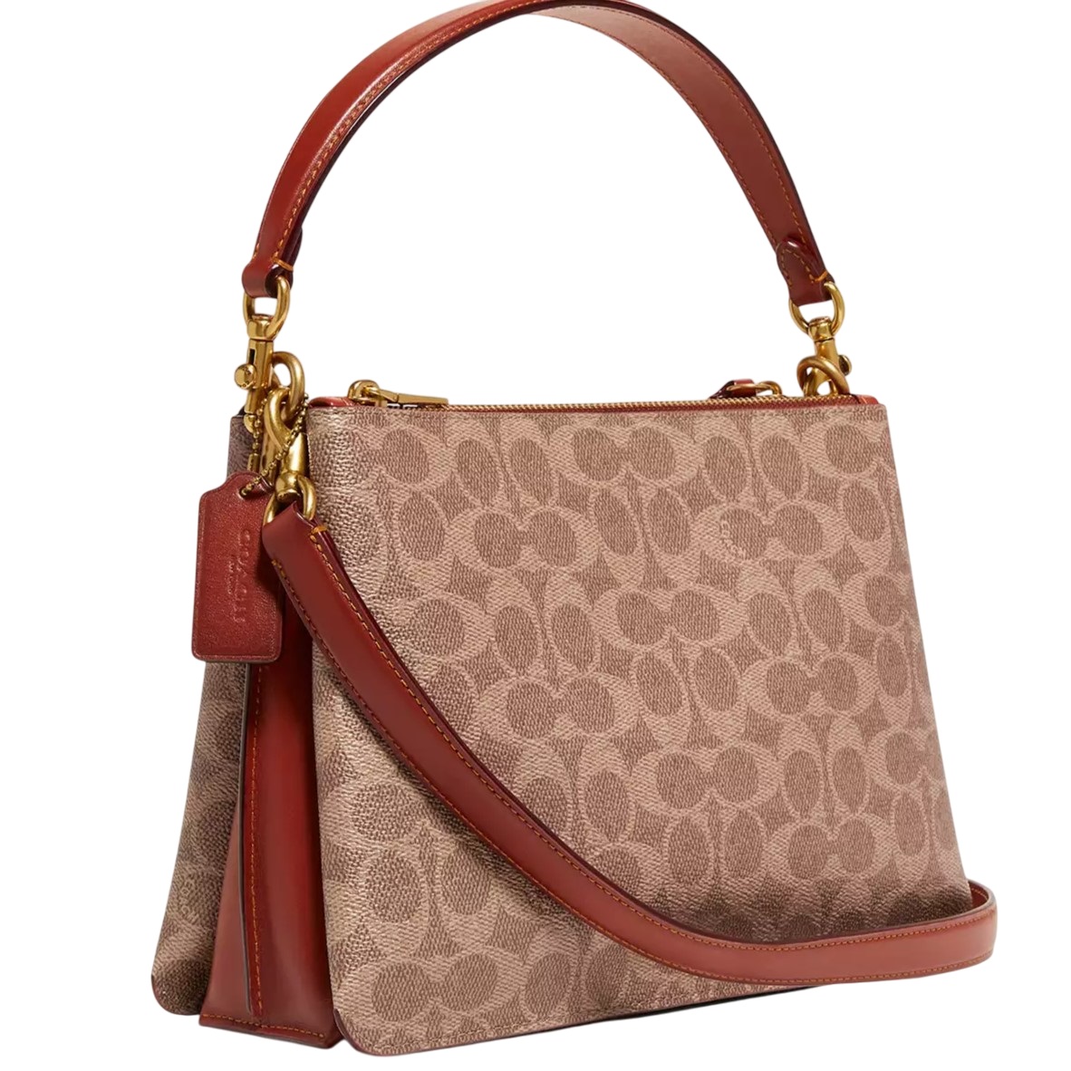 Túi đeo chéo Coach nữ Double Zip Shoulder Bag In Signature Canvas C0696 1