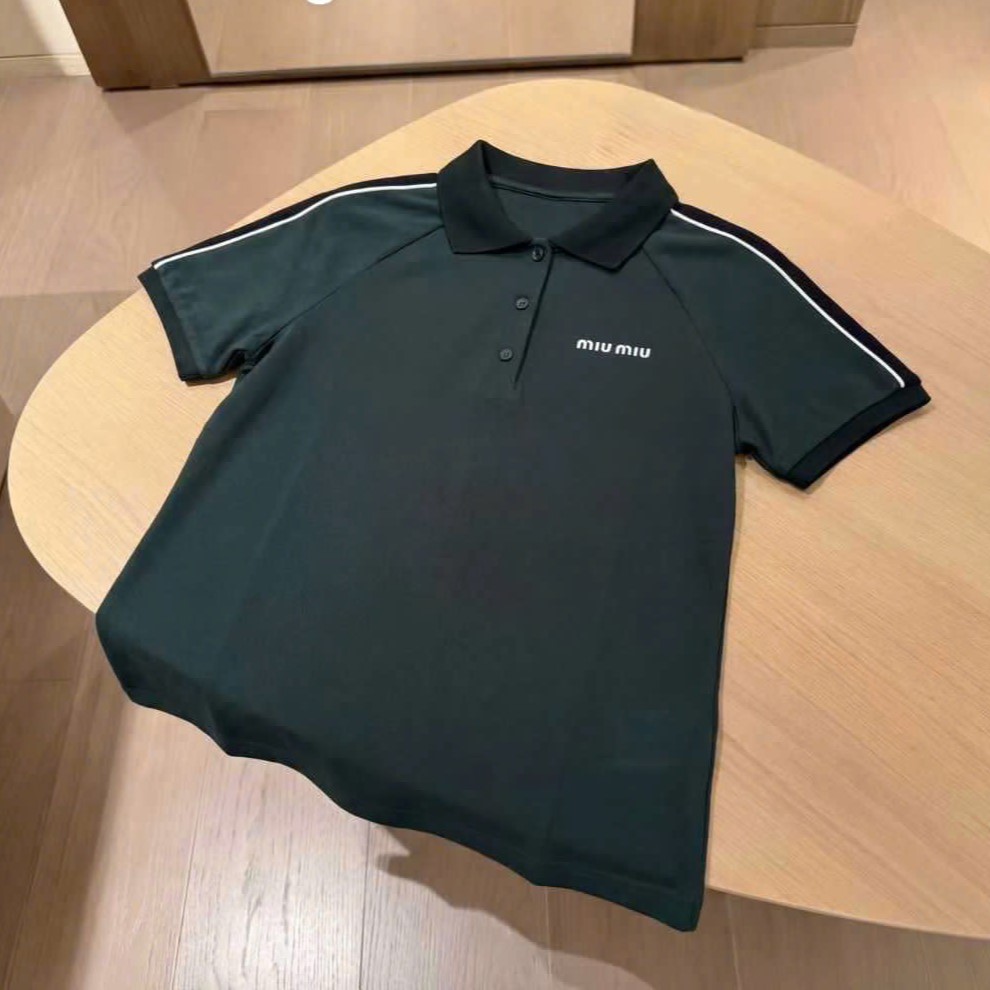 Combo áo có cổ váy xếp ly thun xanh lá Miu Miu 2