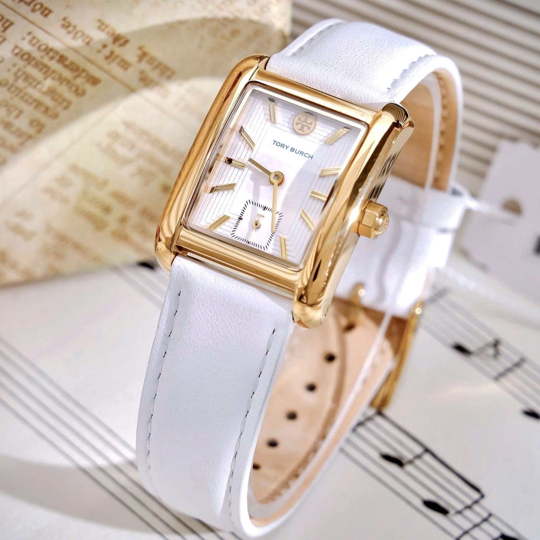 Đồng hồ đeo tay nữ Tory Burch Womens The Eleanor Ivory Leather Strap Watch TBW1028 11