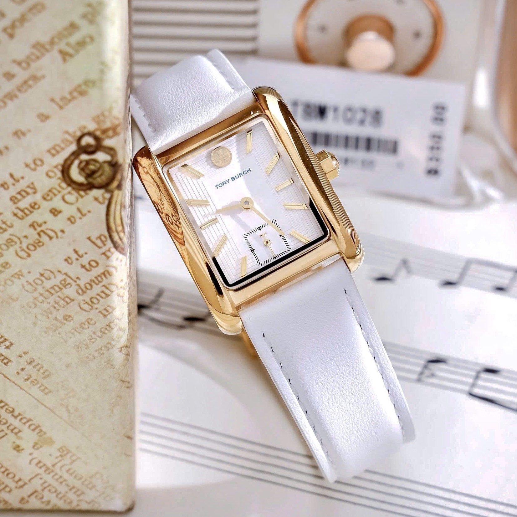 Đồng hồ đeo tay nữ Tory Burch Womens The Eleanor Ivory Leather Strap Watch TBW1028 12