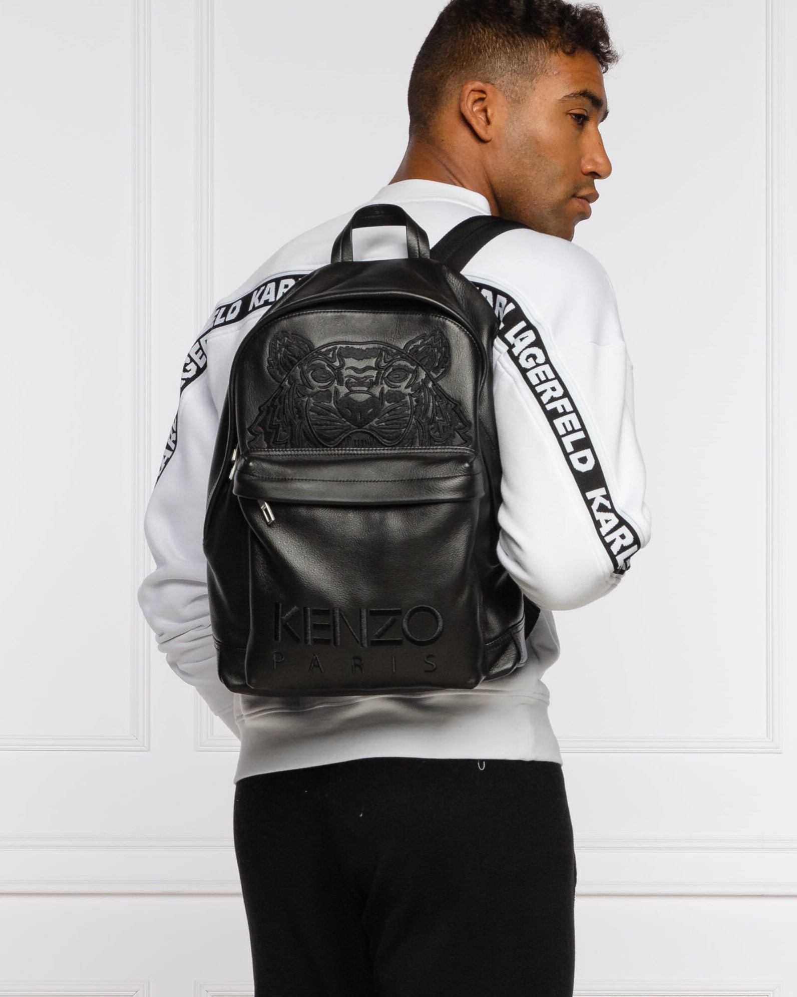 Ba lô Kenzo Small Leather Rucksack Black Backpack 15
