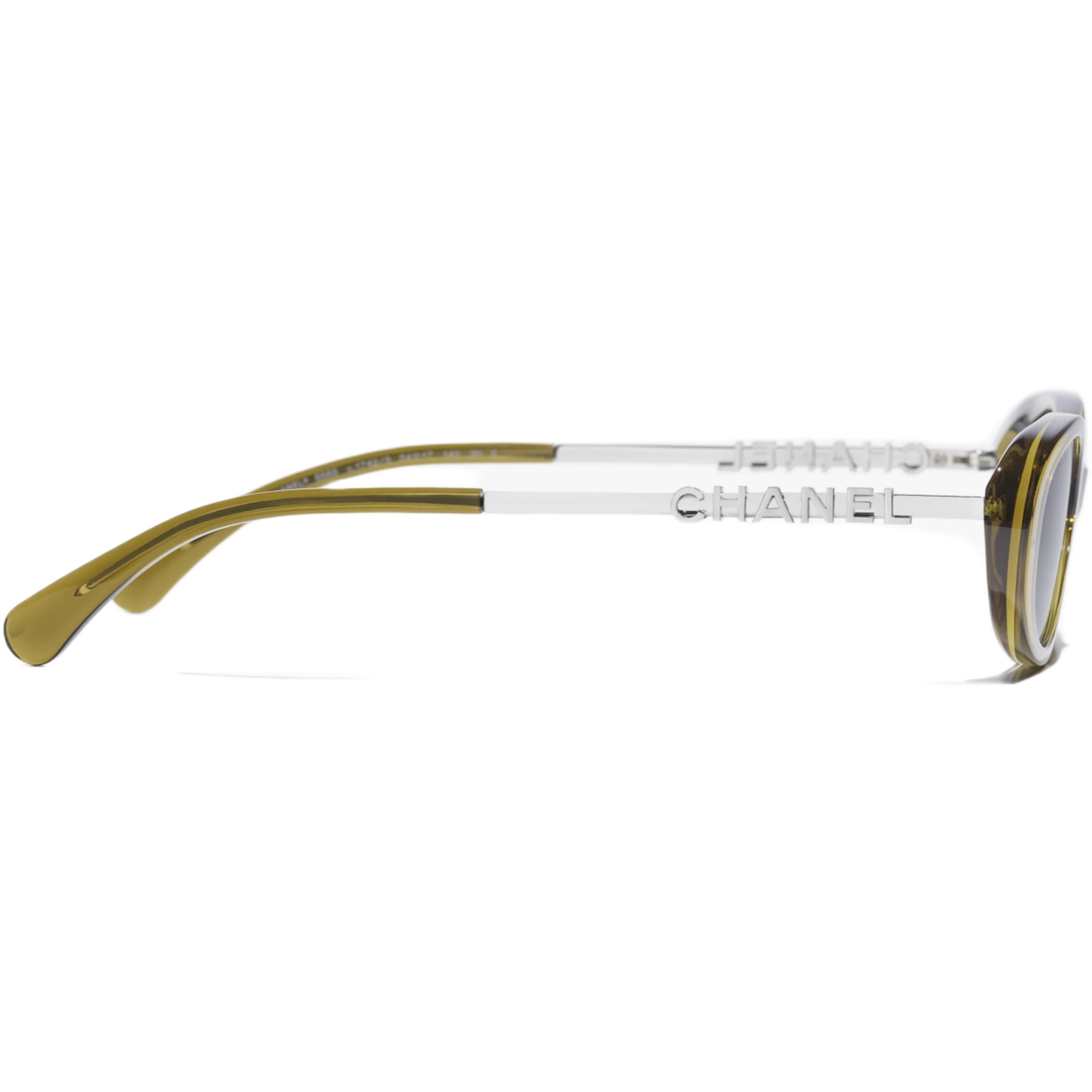 Kính nữ Chanel Oval Sunglasses Olive Frame Dark Brown Lenses 5565 4