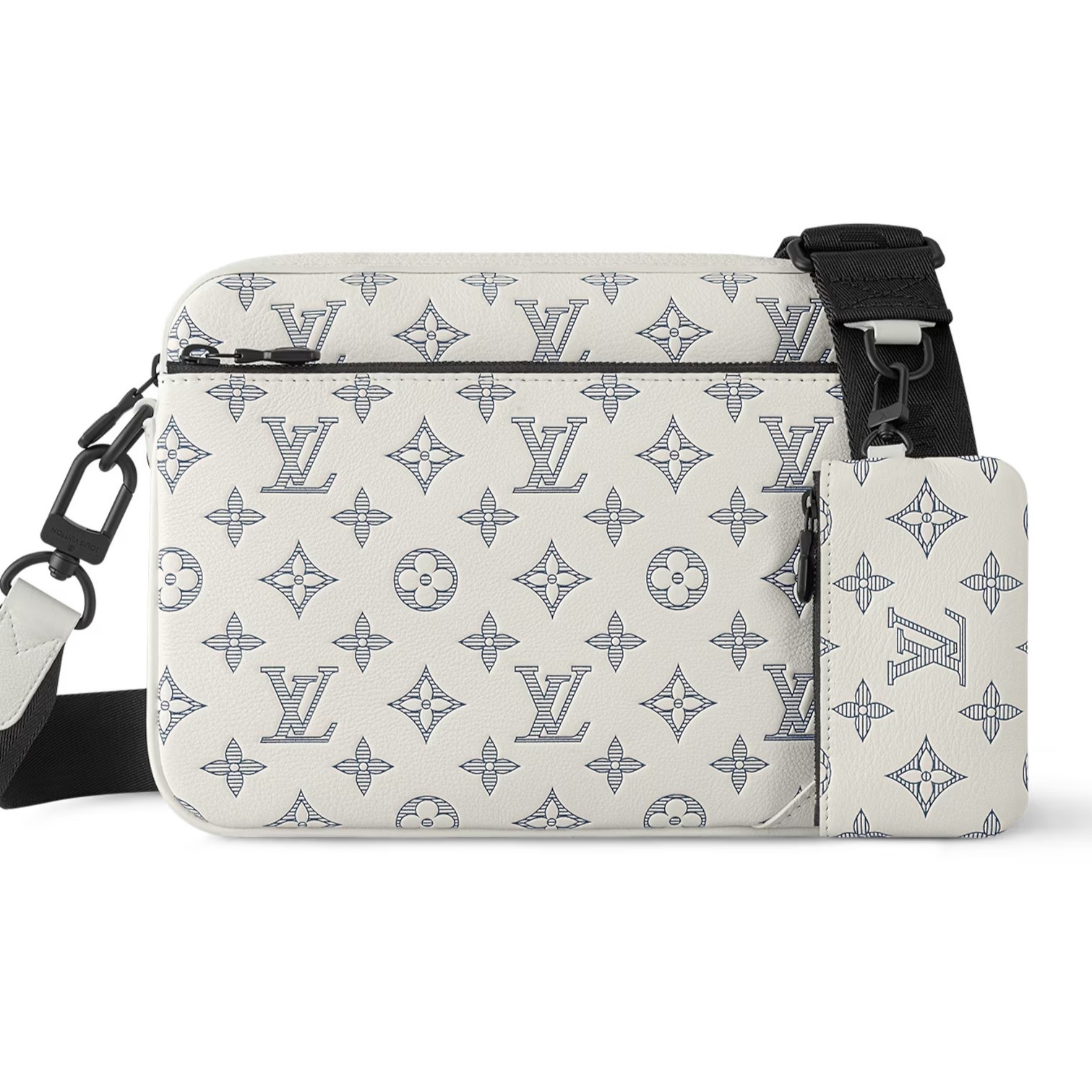 TÚI ĐEO CHÉO LV LOUIS VUITTON TRIO MESSENGER MONOGRAM SHADOW CALF LEATHER WHITE 3