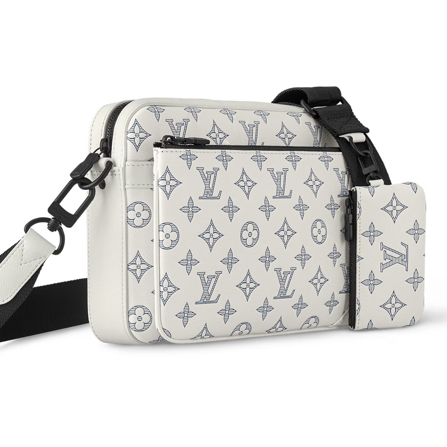 TÚI ĐEO CHÉO LV LOUIS VUITTON TRIO MESSENGER MONOGRAM SHADOW CALF LEATHER WHITE 5